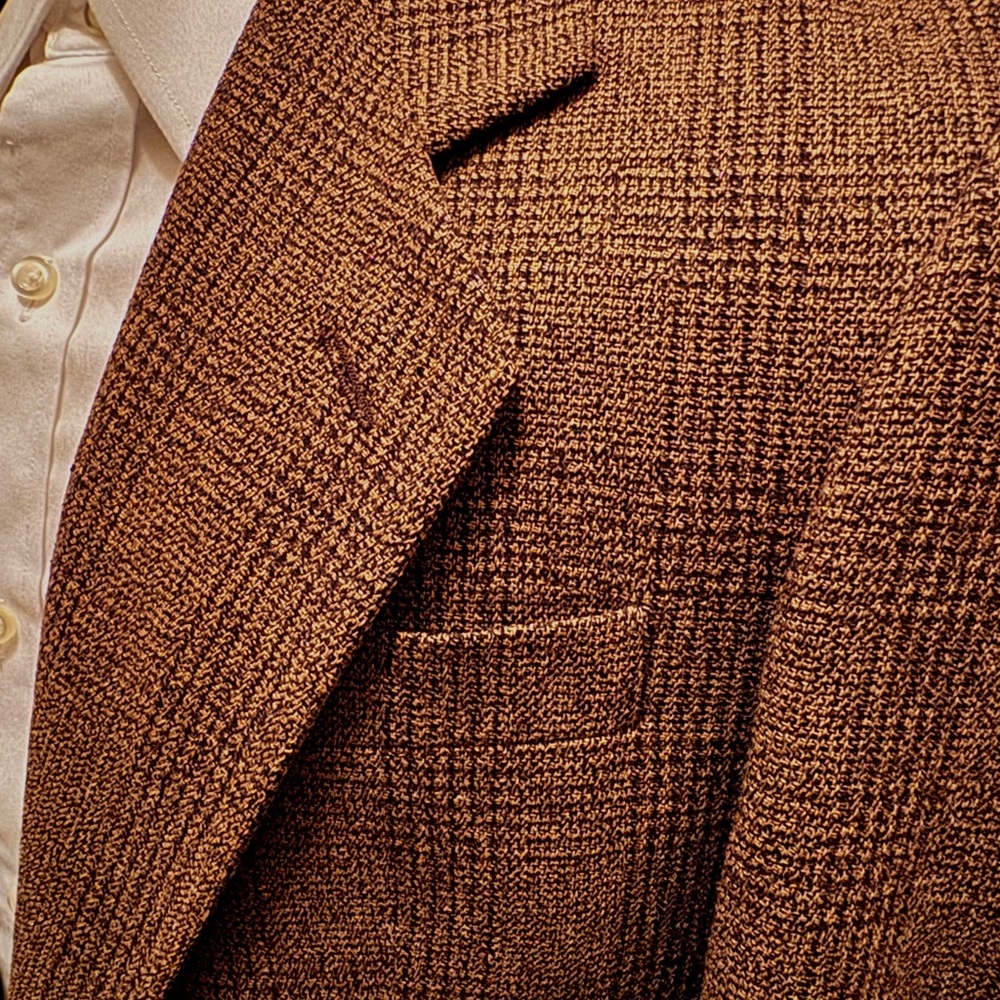 Vintage Roberto Villini Sports Coat - Tagged 40S, Fits 42-44, Brown Windowpane